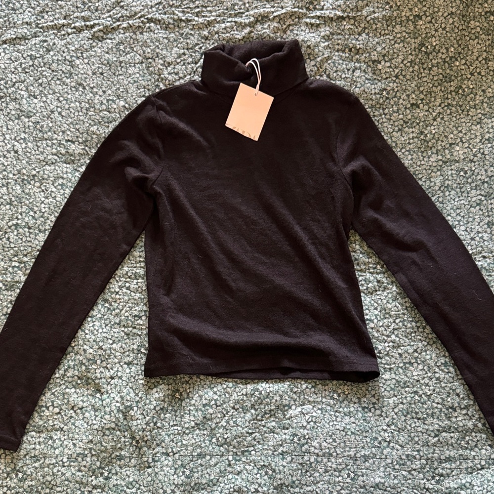Zara Black Long Sleeve Turtleneck Top